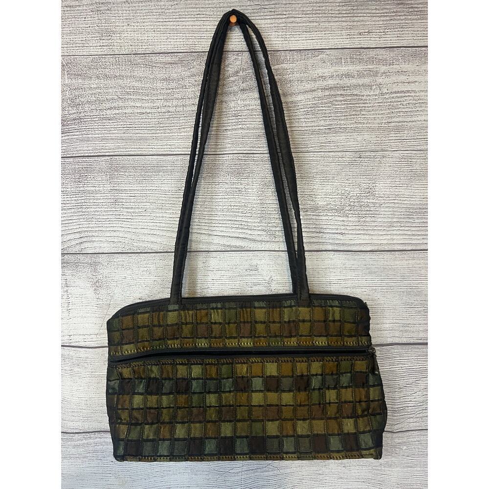Maruca Boulder Colorado Woven Zip Shoulder Bag Green Brown Excellent Condition